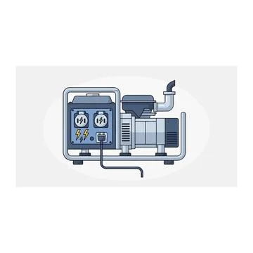 Portable power generator flat icon. emergency electricity supply device Stock Illustration