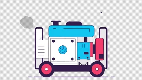 Portable Power Generator. Generator Animation. Cartoon Stock Footage 324099333
