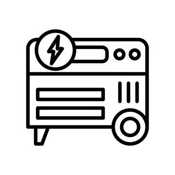 Portable power generator icon linear logo mark in black and white Stock Illustration