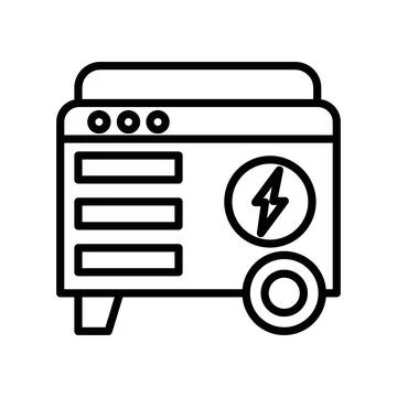 Portable power generator linear logo mark in black and white Stock Illustration