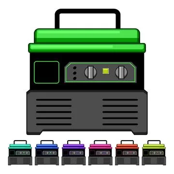 Portable power generator supplying electricity and emergency power Stock Illustration