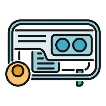 Portable power generator supplying emergency electricity icon Stock Illustration