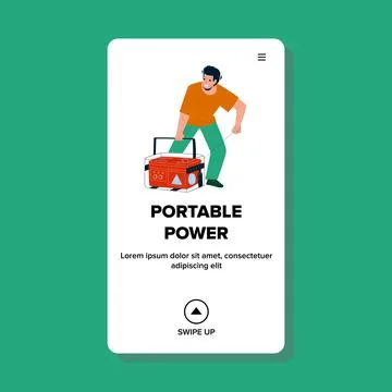 Portable Power Generator Tool Starting Man Vector イラスト素材