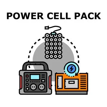 Portable power station cell pack generating energy concept Stock Illustration