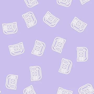 Portable power station line vector seamless pattern Illustrazione stock