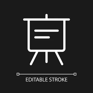 Portable presentation board pixel perfect white linear ui icon for dark theme Stock-Illustration