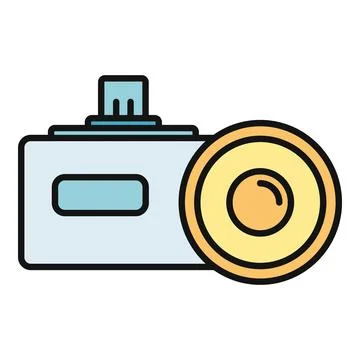 Portable projector device showing light beam broadcast Stock Illustration