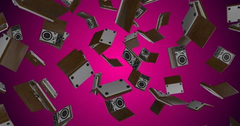 Portable Record Player falling slow motion Video stock 237329164