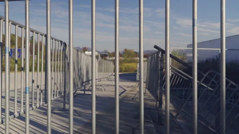 Portable safety fences for crowd control, barriers. Stock Footage 142674853
