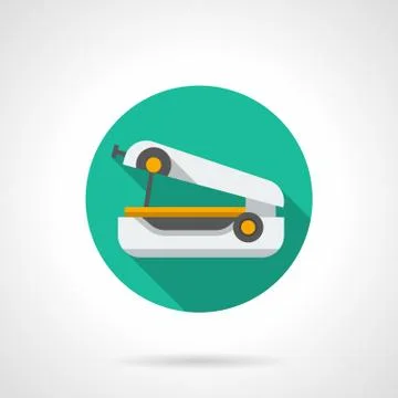 Portable sewing machine round flat vector icon Stock Illustration
