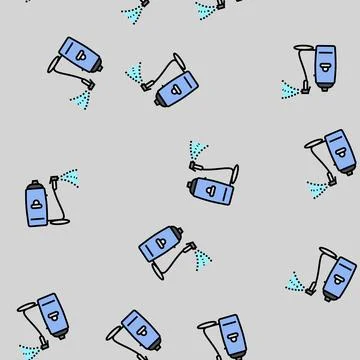 Portable shower glamping vector seamless pattern Stock Illustration