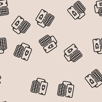 Portable solar charger line vector seamless pattern Stock Illustration