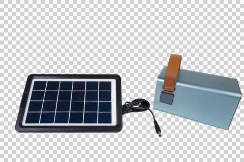 Portable solar panel connected to a power bank Stock Illustration