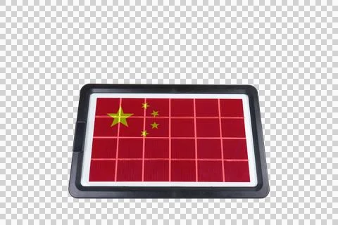 Portable solar panel displaying the flag of China Stock Illustration