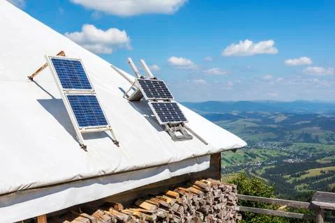 Portable solar panels. Stock Photos