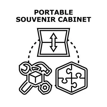Portable souvenir cabinet black vector icon Stock Illustration