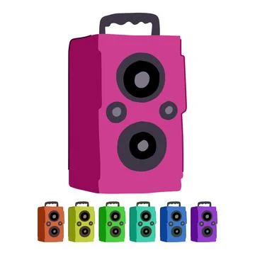 Portable speaker music vector cartoon graphic Stock Illustration