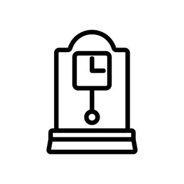 Portable square clock with pendulum icon vector outline illustration Stock Illustration