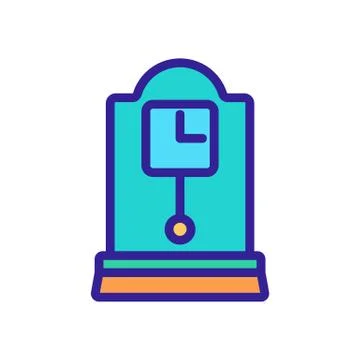 Portable square clock with pendulum icon vector outline illustration イラスト素材