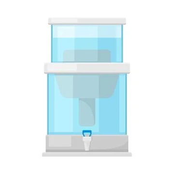 Portable Storage Container For Water With Filter System Flat Vector Illustration Stock Illustration