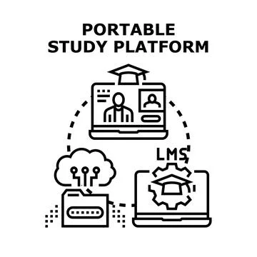 Portable study platform creating digital remote education environment Stock Illustration