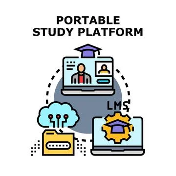 Portable study platform creating digital remote education environment Stock Illustration
