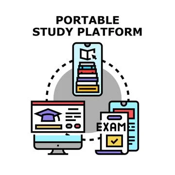Portable study platform for mobile online learning Stock Illustration