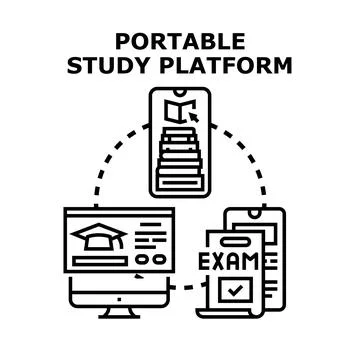 Portable study platform for mobile online learning Stock-Illustration