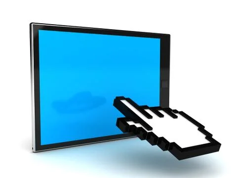 Portable tablet pc with hand cursor Stock Illustration