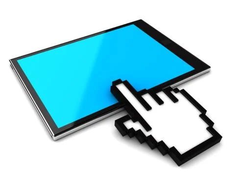 Portable tablet pc with hand cursor Stock Illustration