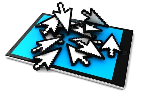 Portable tablet pc with hand cursor Stock Illustration