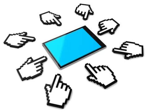 Portable tablet pc with hand cursor Stock Illustration