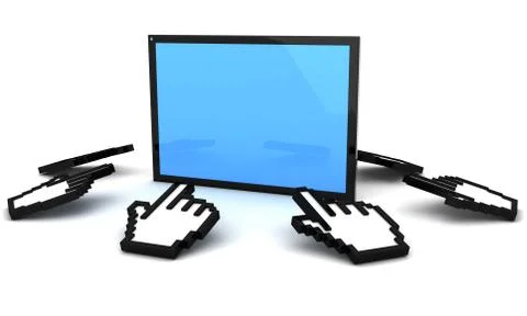 Portable tablet pc with hand cursor Stock Illustration