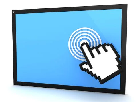Portable tablet pc with hand cursor Stock Illustration