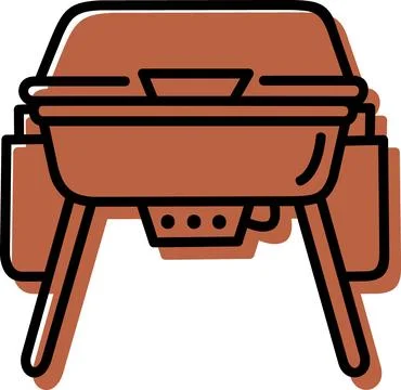 Portable tabletop gas grill flat icon Stock Illustration