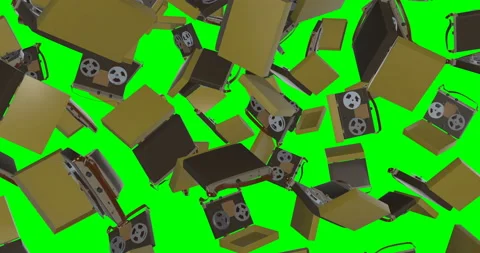 Portable Tape Recorder falling slow motion Stock Footage 237312100