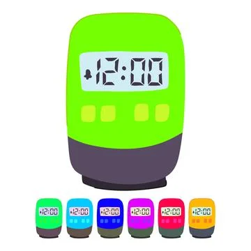 Portable travel alarm clock vector cartoon graphic Stock Illustration