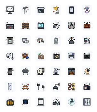 Portable Vector Graphics Pack including 42 LineFilled 256x256 PIXEL Perfect.. Stock Illustration