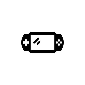 Portable Video Game Console Solid Flat Vector Icon Isolated on White Backgrou Stock Illustration