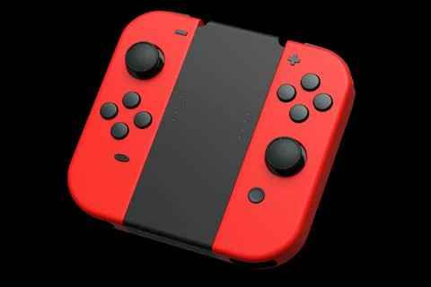 Portable video game controllers attached to touch screen on black background Stock Illustration