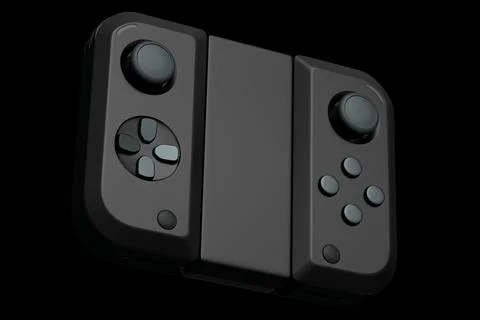 Portable video game controllers attached to touch screen on black background Stock Illustration