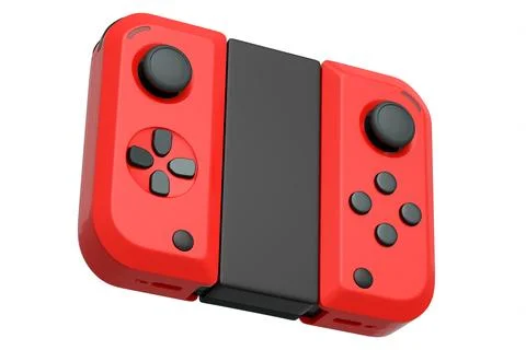 Portable video game controllers attached to touch screen on white background Stock Illustration