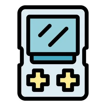 Portable videogame console showing loading screen with plus sign buttons Illustrazione stock