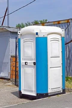 Portable WC at construction site Stock Photos
