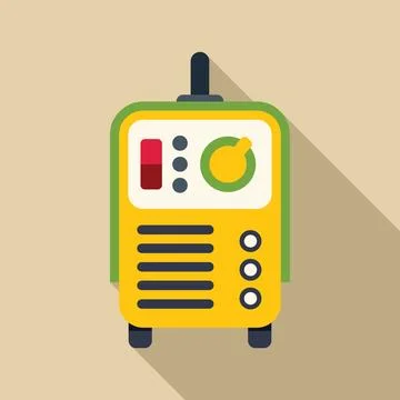 Portable welding machine casting a shadow on beige background Illustrazione stock