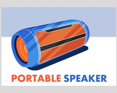 Portable wireless speaker in flat style Stock Illustration