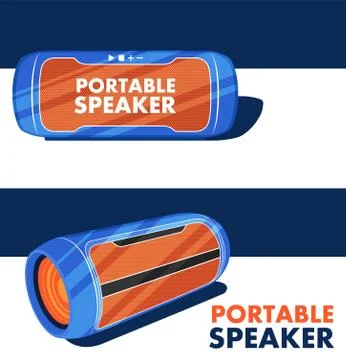 Portable wireless speaker in flat style Stock Illustration