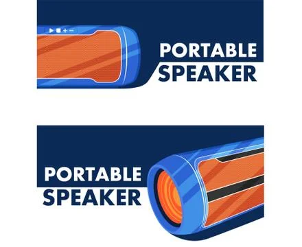 Portable wireless speaker in flat style Stock Illustration