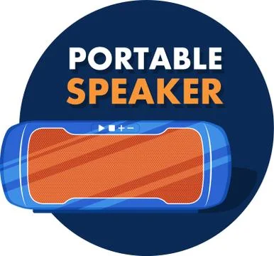 Portable wireless speaker in flat style Stock Illustration