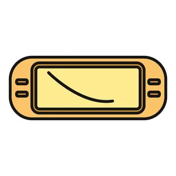 Portable yellow game console playing video game vector Stock Illustration